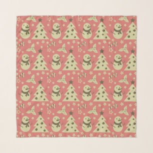 Retro Christmas trees holly berry star candy cane Scarf