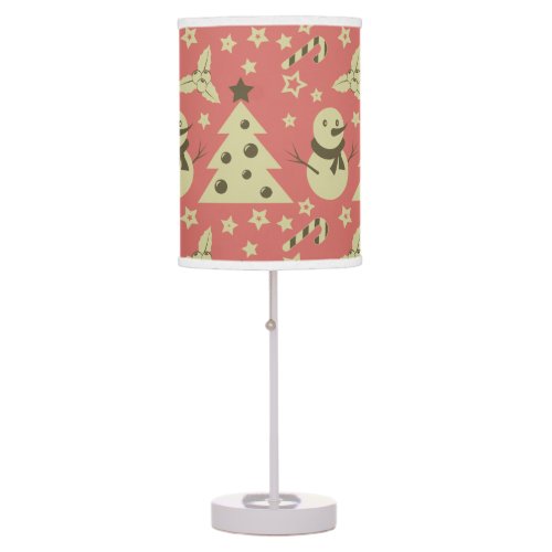 Retro Christmas trees holly berry star candy cane  Table Lamp