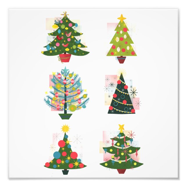 Retro Christmas Trees Photo Print (Front)