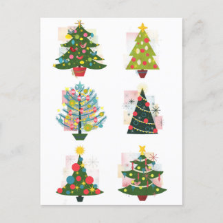 Retro Christmas Trees Postcard