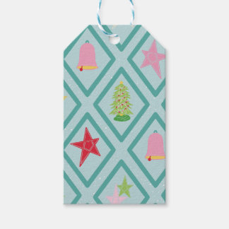 Retro Christmas Trees, Stars, Bows & Bells Gift Tags