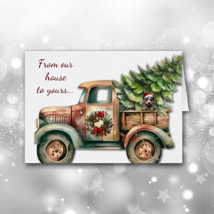 Retro Christmas Truck Australian Cattle Dog Cards