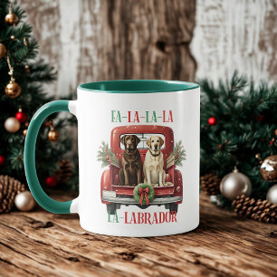 Retro Christmas Truck Labrador Dog Coffee Mug