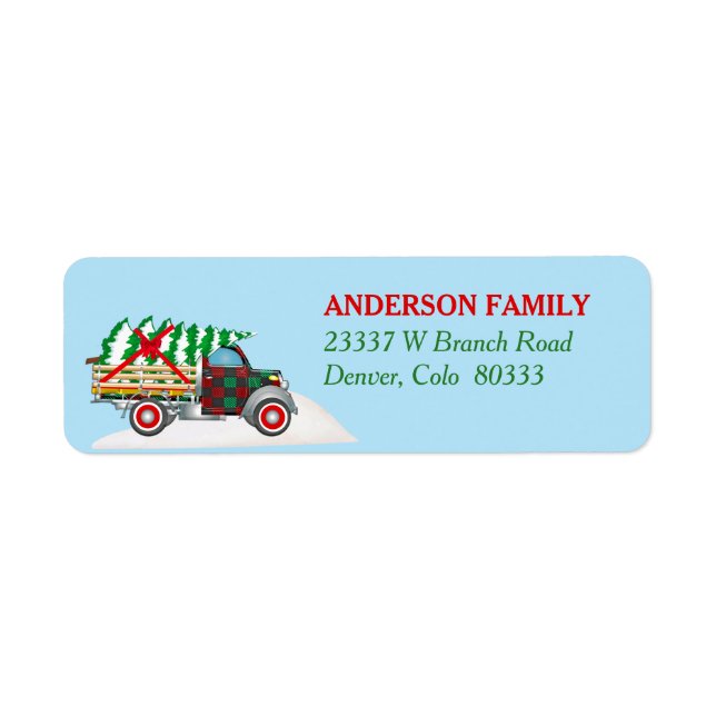 Retro Christmas Truck Return Address Label (Front)