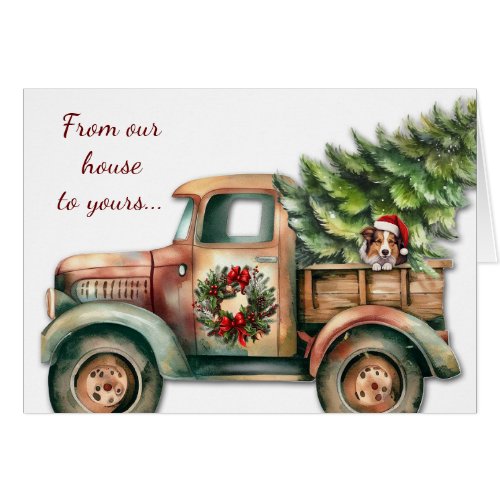 Retro Christmas Truck Sheltie Dog Card