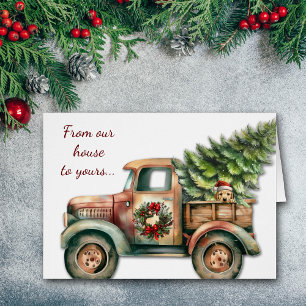 Retro Christmas Truck Yellow Labrador Retriever Cards