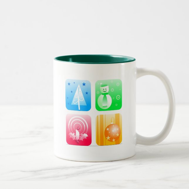 Retro Christmas Two-Tone Coffee Mug (Right)