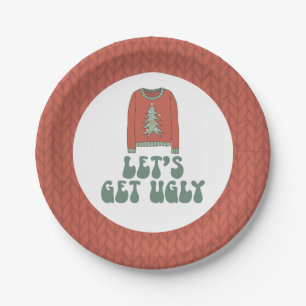 Retro Christmas Ugly Sweater Party Paper Plates