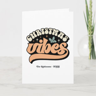 Retro Christmas Vibes Photo Holiday Card