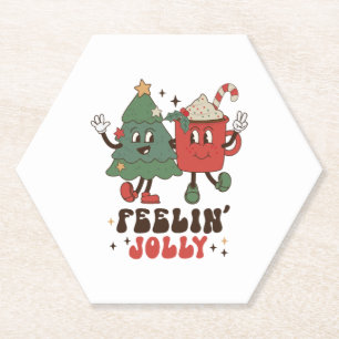 Retro Christmas Vibes Vintage Christmas 2023 Paper Coaster