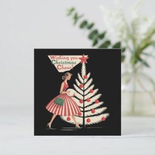 Retro Christmas Vintage 50s Holiday 1950s Lady Card