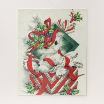 Retro Christmas Vintage cat Festive puzzle