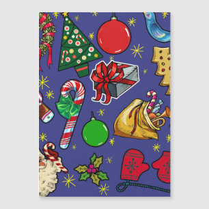 Retro Christmas Vintage Colorful Blue Red Green