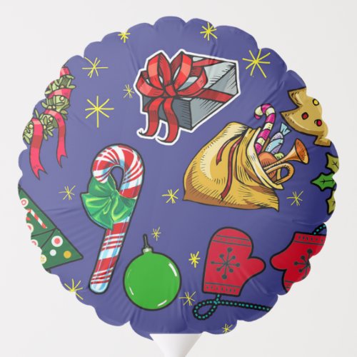 Retro Christmas Vintage Colorful Blue Red Green Balloon