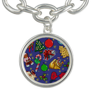 Retro Christmas Vintage Colorful Blue Red Green Bracelet