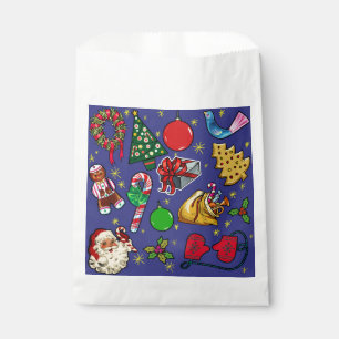 Retro Christmas Vintage Colorful Blue Red Green Favor Bag