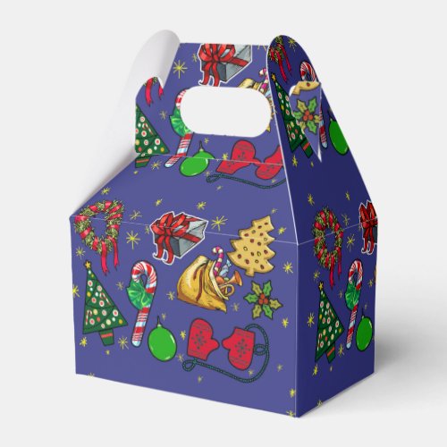 Retro Christmas Vintage Colorful Blue Red Green Favor Boxes