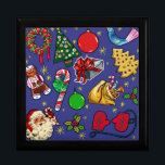 Retro Christmas Vintage Colorful Blue Red Green Gift Box<br><div class="desc">A collection of Christmas things! This image is a vintage Christmas with wonderful colorful graphics.</div>