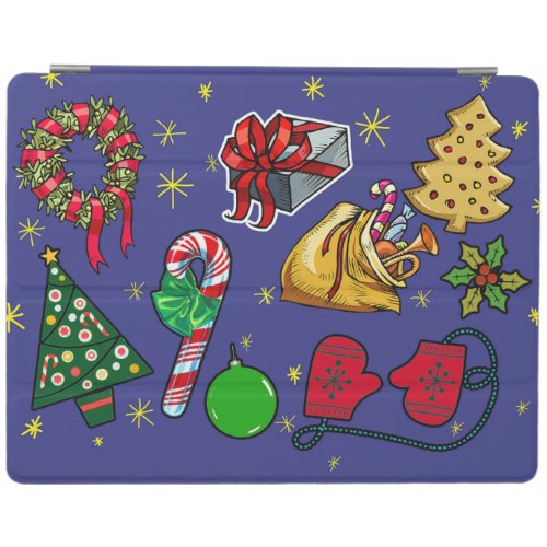 Retro Christmas Vintage Colorful Blue Red Green iPad Smart Cover