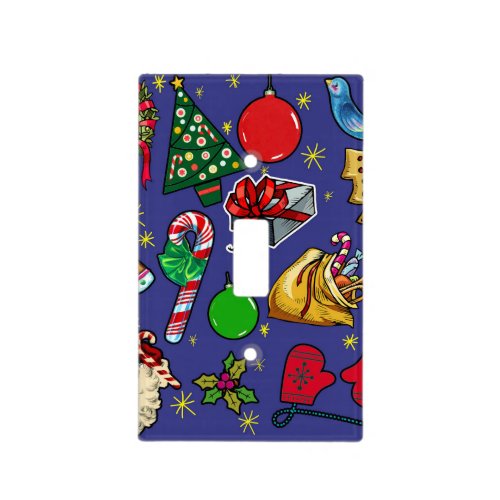 Retro Christmas Vintage Colorful Blue Red Green Light Switch Cover