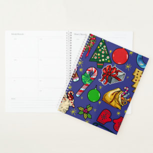 Retro Christmas Vintage Colorful Blue Red Green Planner