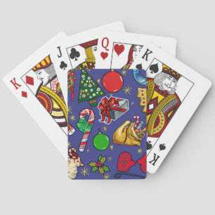 Retro Christmas Vintage Colorful Blue Red Green Poker Cards