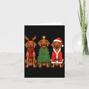 Retro Christmas Vizsla Santa Reindeer Dog Lover  Card