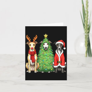 Retro Christmas Whippet Santa Reindeer Dog Lover Card