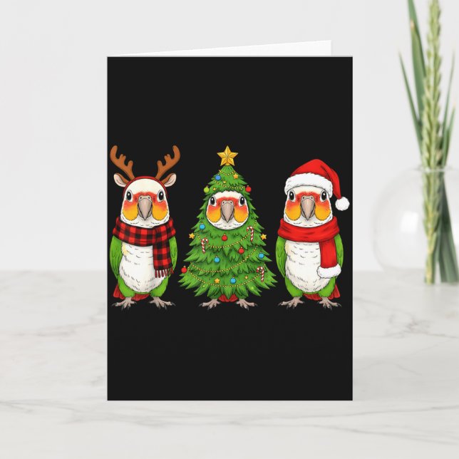 Retro Christmas White Bellied Caique Parrot Santa  Card (Front)