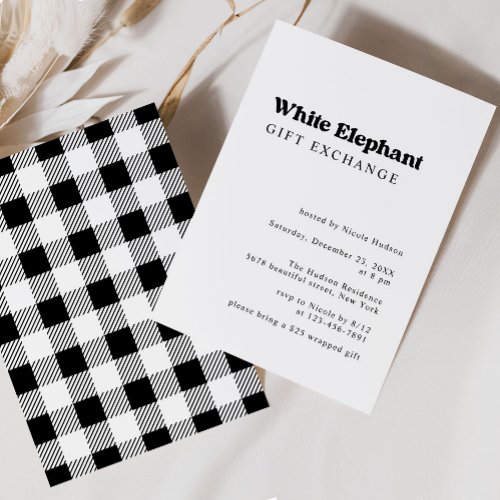 Retro Christmas White Elephant Gift Exchange Invitation