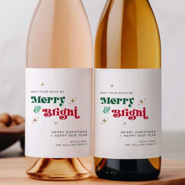 Retro Christmas Wine Bottle Label Drink Gift Label (Creator Uploaded)