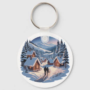 Retro Christmas Winter Village Sweatshirt ,90s Keychain