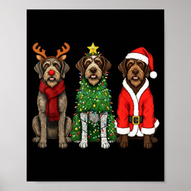 Retro Christmas Wirehaired Inting Griffon Santa Re Poster (Front)
