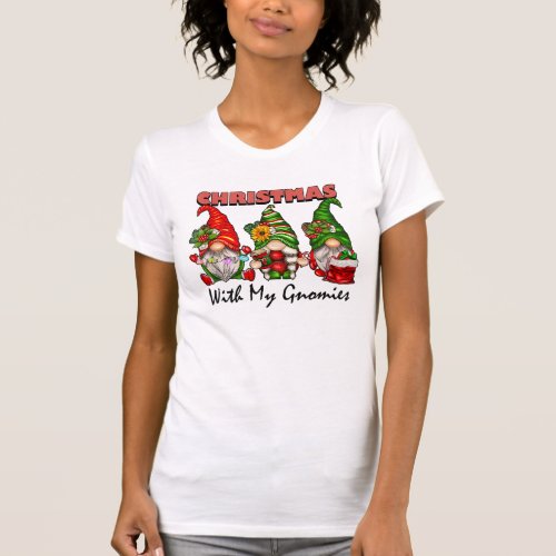 Retro Christmas With My Gnomies Garden Gnome  T_Shirt