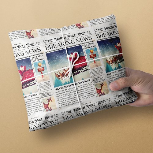 Retro Christmas Wrapping Paper Newspaper Wrap