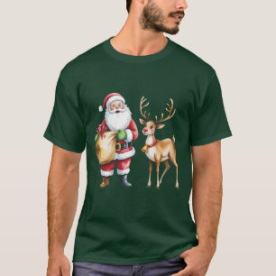 Retro Christmas Xmas Reindeer Vintage Holiday T-Shirt