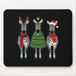 Retro Christmas Zebra Santa Reindeer Safari Animal Mouse Pad