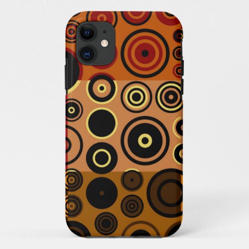 Retro cicrles pattern Black Yellow Brown iPhone 11 Case