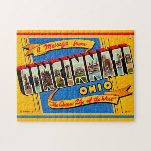 Retro Cincinnati Greeting  Jigsaw Puzzle