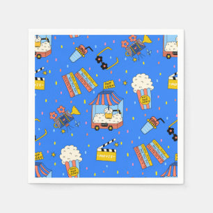 Retro Cinema Movie Night Popcorn Party Napkins
