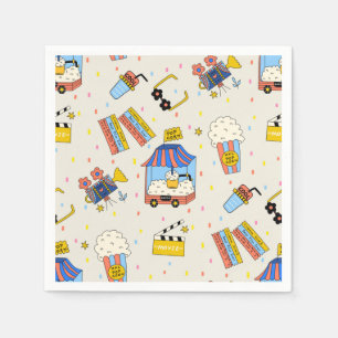 Retro Cinema Movie Night Popcorn Party Napkins