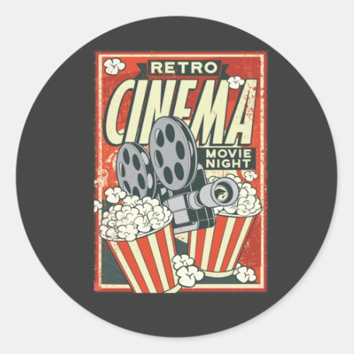 RETRO CINEMA POSTER CLASSIC ROUND STICKER