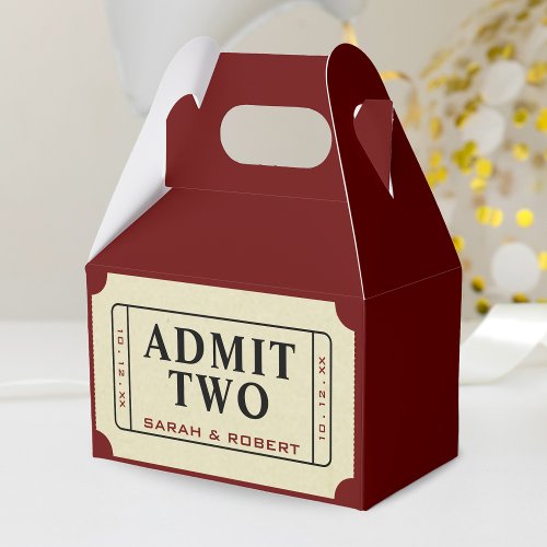 Retro Cinema Theater Admit Two Ticket Wedding Favor Boxes