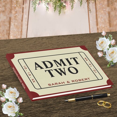 Retro Cinema Theater Admit Two Ticket Wedding Guest Book