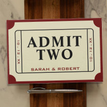 Retro Cinema Theater Admit Two Ticket Wedding Guest Book