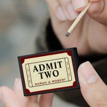 Retro Cinema Theater Admit Two Ticket Wedding Matchboxes