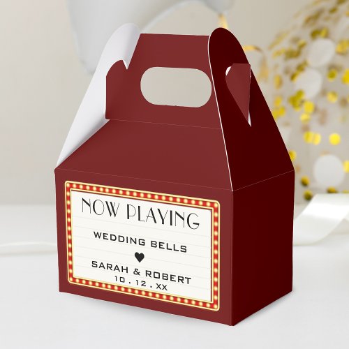 Retro Cinema Theater Marquee Sign Red Wedding Favor Boxes