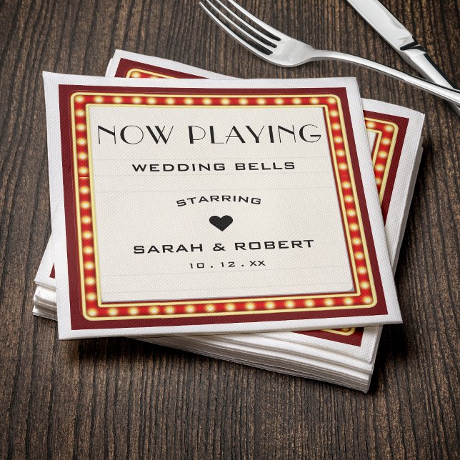Retro Cinema Theater Marquee Sign Red Wedding Napkins (Retro Cinema Theater Marquee Sign Red Wedding Napkins
)