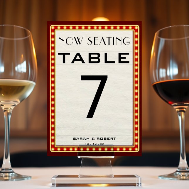 Retro Cinema Theater Marquee Sign Red Wedding Table Number (Retro Cinema Theater Marquee Sign Red Wedding Table Number
)