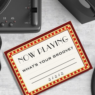 Retro Cinema Theater Marquee Sign Song Request Enclosure Card